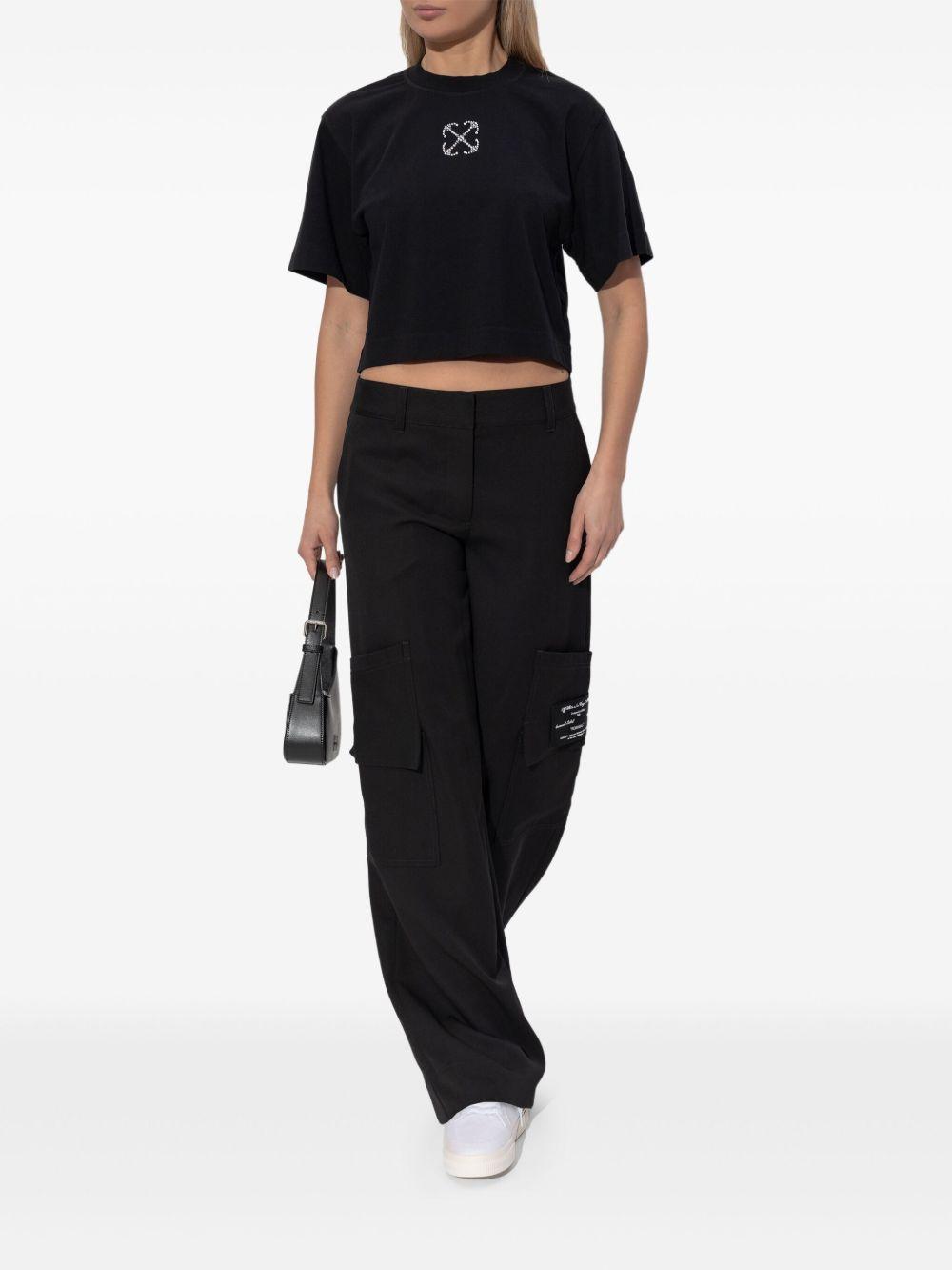 jewelled-logo cropped t-shirt  Product Image