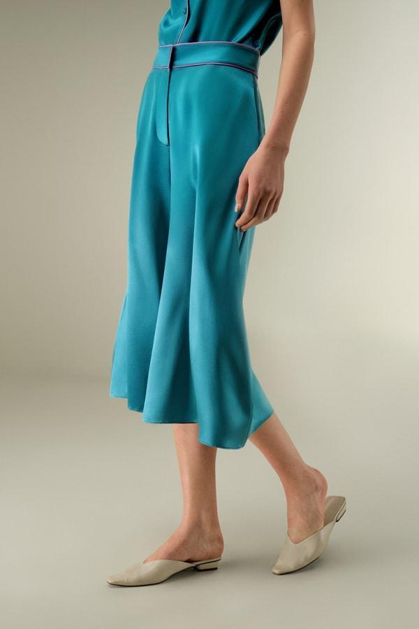 Contrast-Trimmed Silk Culottes Product Image