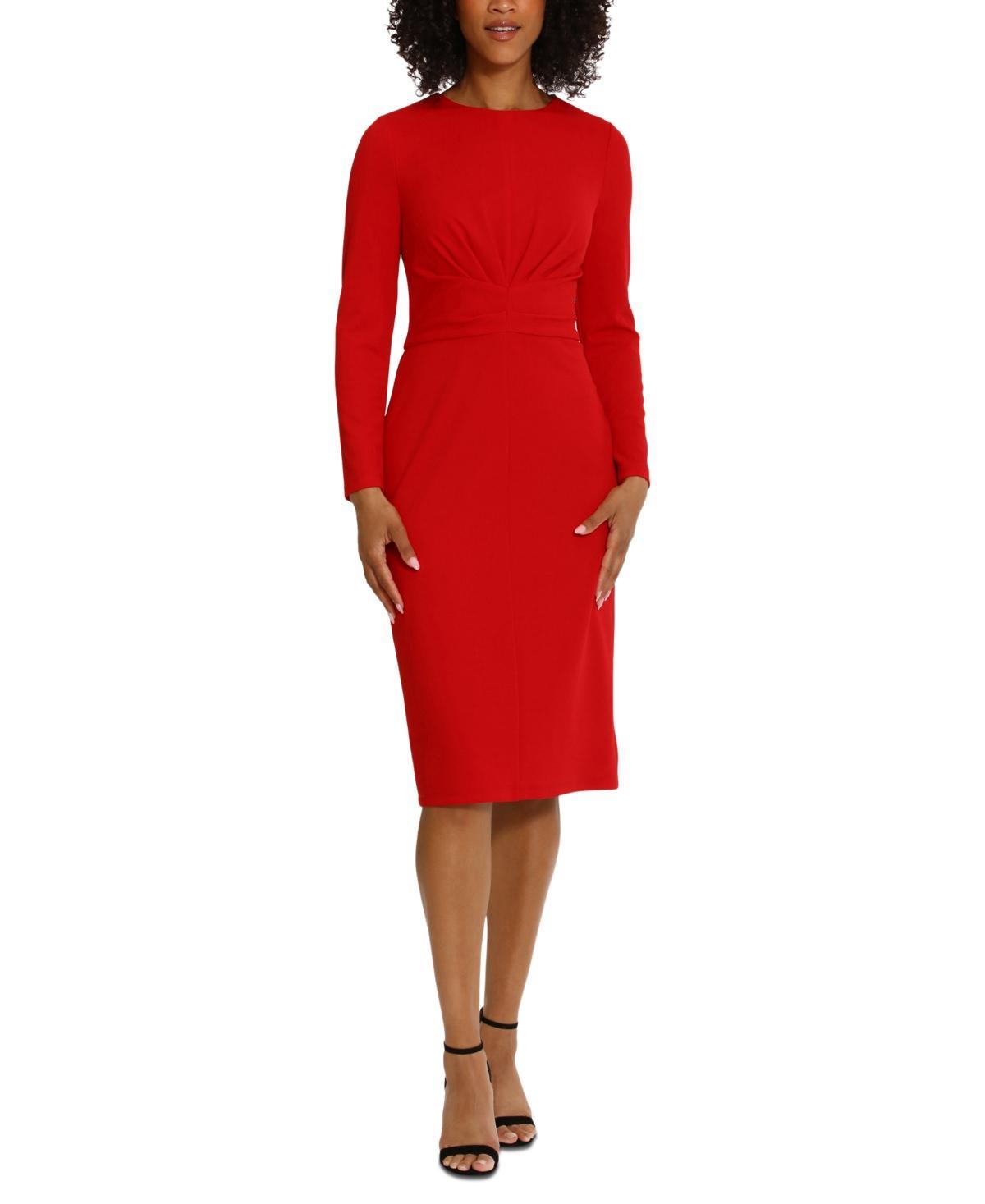 Maggy London Stretch Crew Neck Long Sleeve Dress Product Image