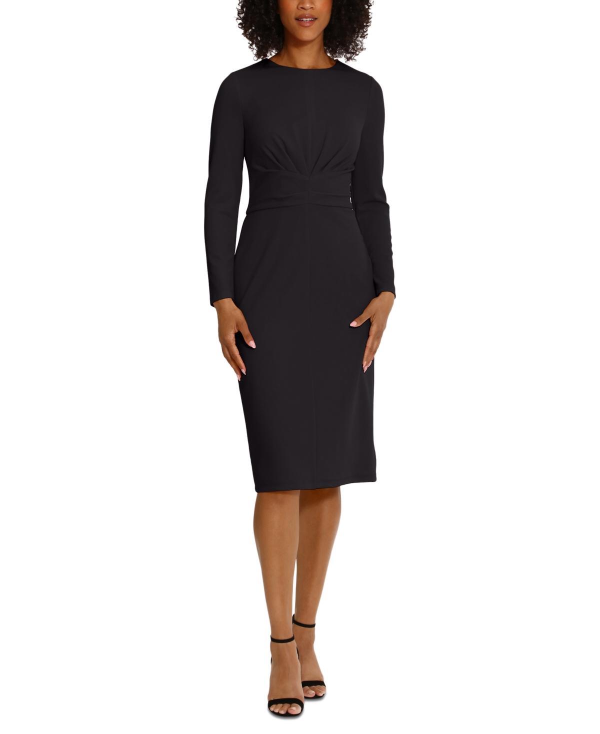 Maggy London Stretch Crew Neck Long Sleeve Dress Product Image