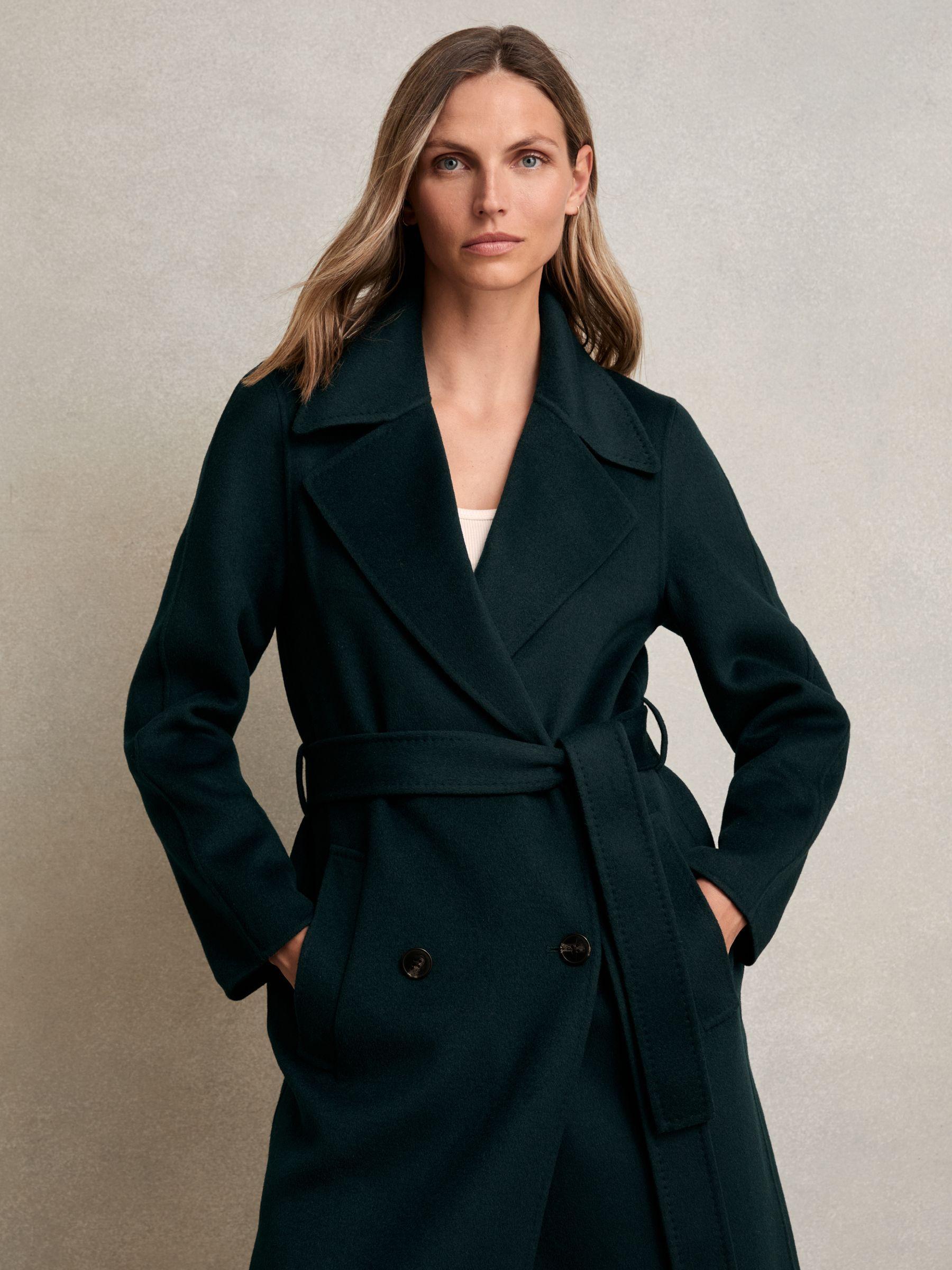 Petite Double-Breasted Blindseam Coat Wool-Blend in Green Product Image