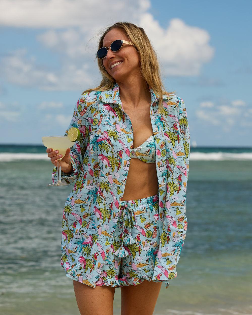 Margaritaville by Kenny Flowers - Welcome to Margaritaville – Ocean Blue – High Waist Bikini Bottom Product Image