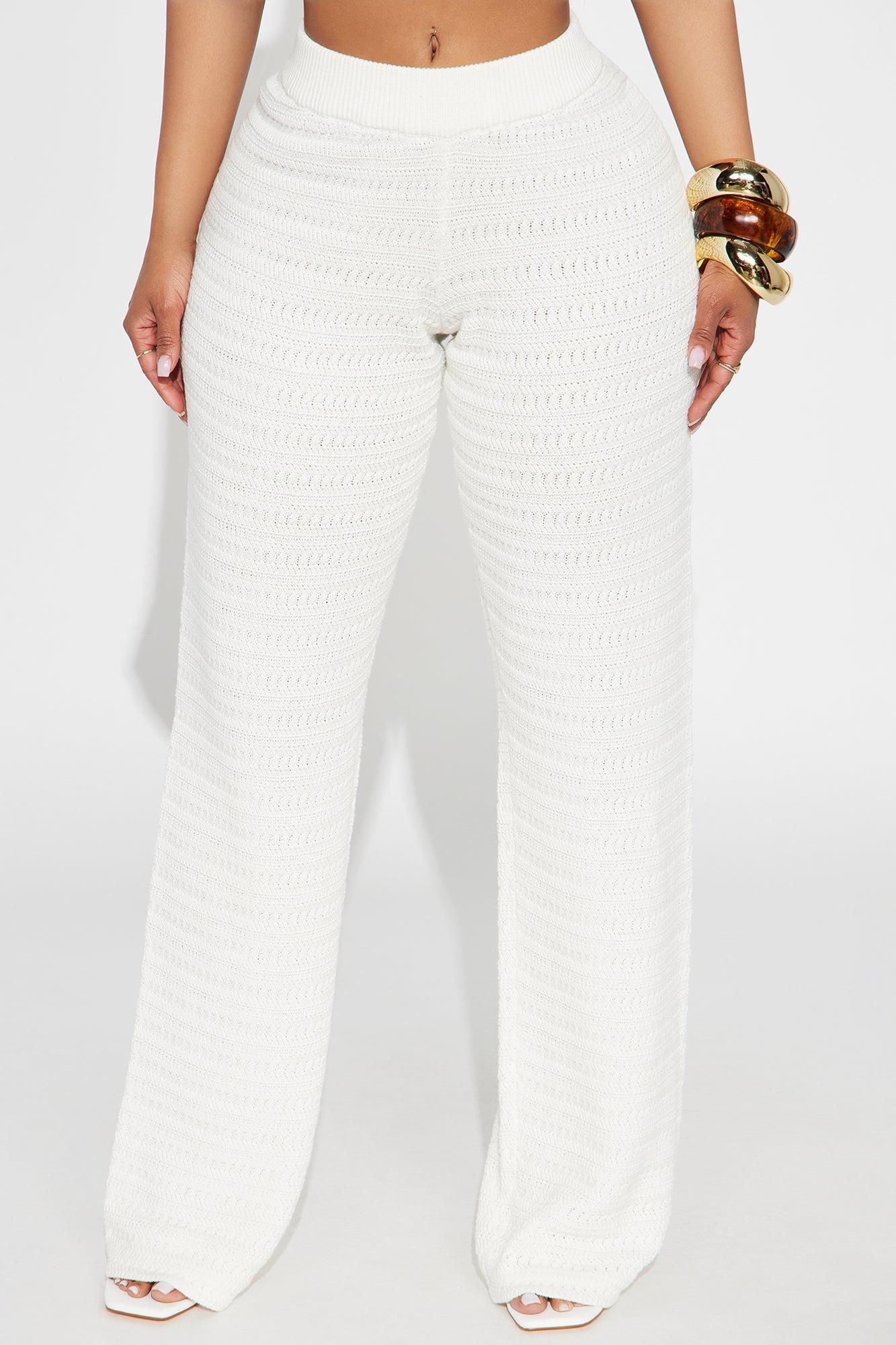 Live In Style Crochet Straight Leg Pant - White Product Image