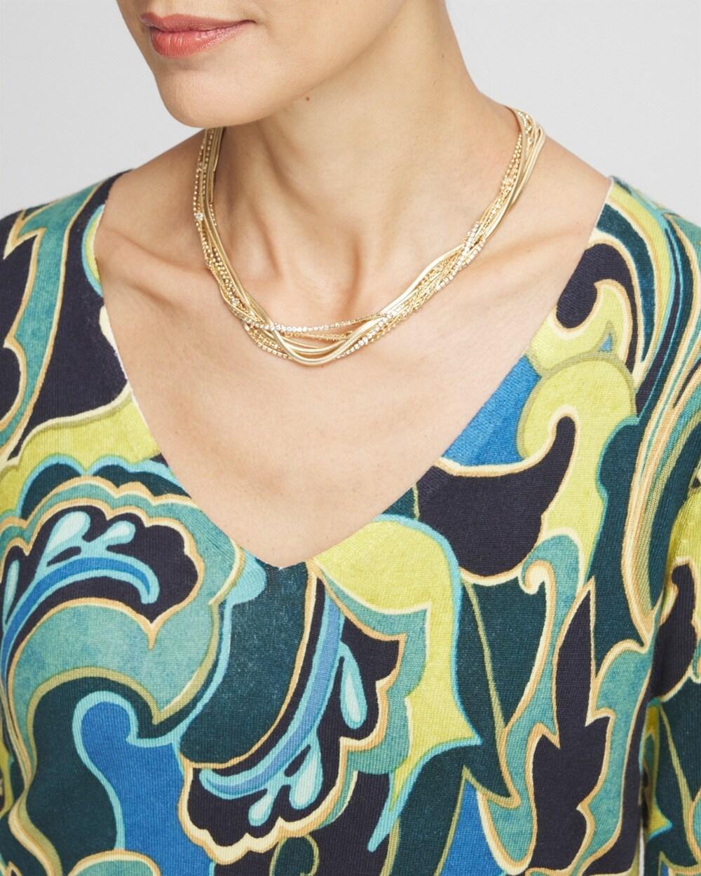 Scroll Print V-Neck Sweater Product Image