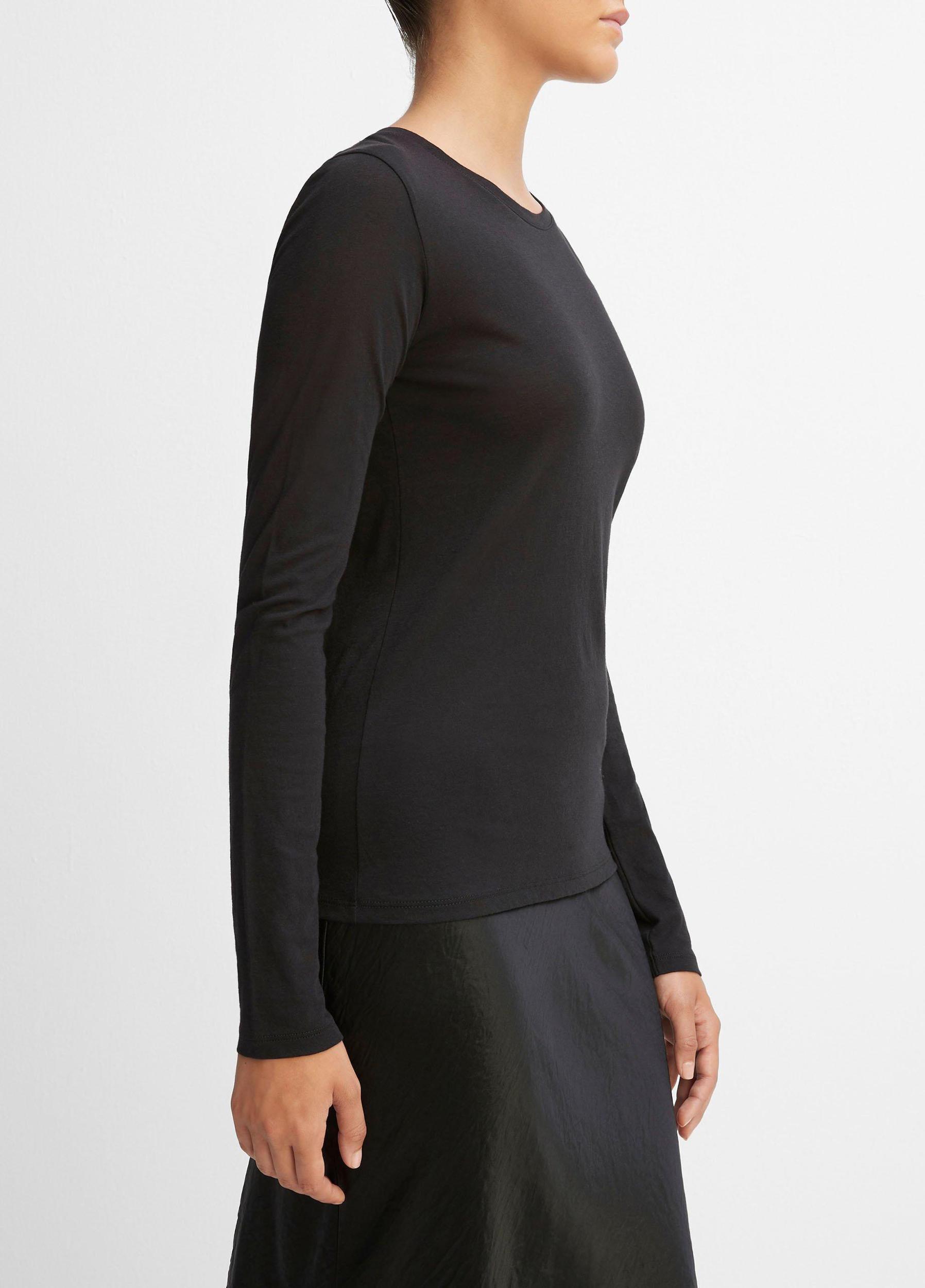 Womens Essential Long Sleeve Crew Neck T-Shirt, Heather Grey, Size XL Vince Product Image