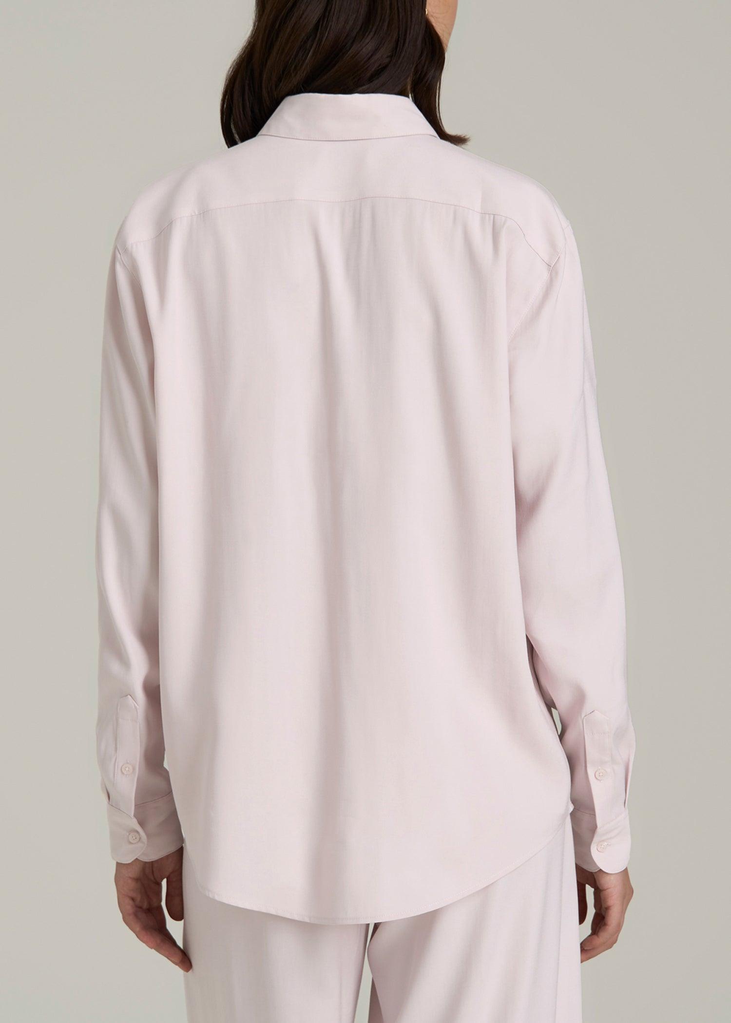 Relaxed Button-Up Single-Pocket Blouse for Tall Women in Grey Lilac Product Image