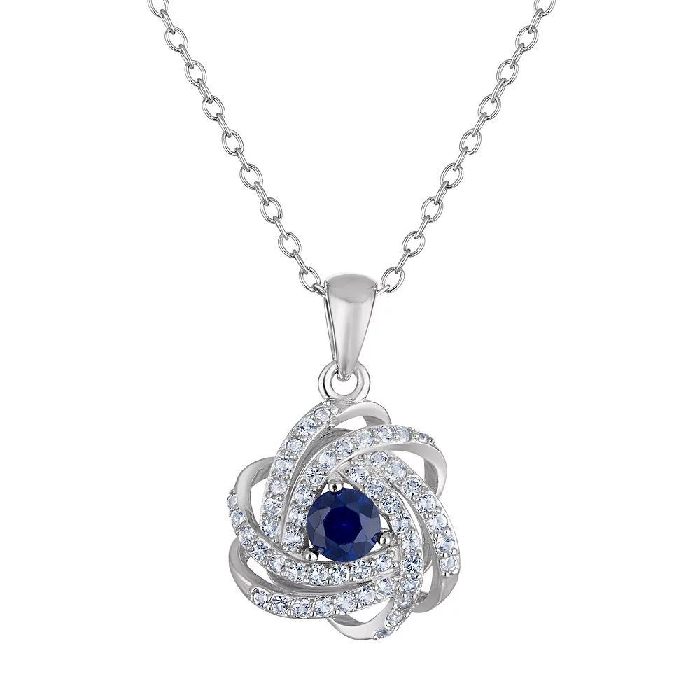 Designs by Gioelli Sterling Silver Gemstone Love Knot Pendant Necklace, Womens, Cr Red Product Image