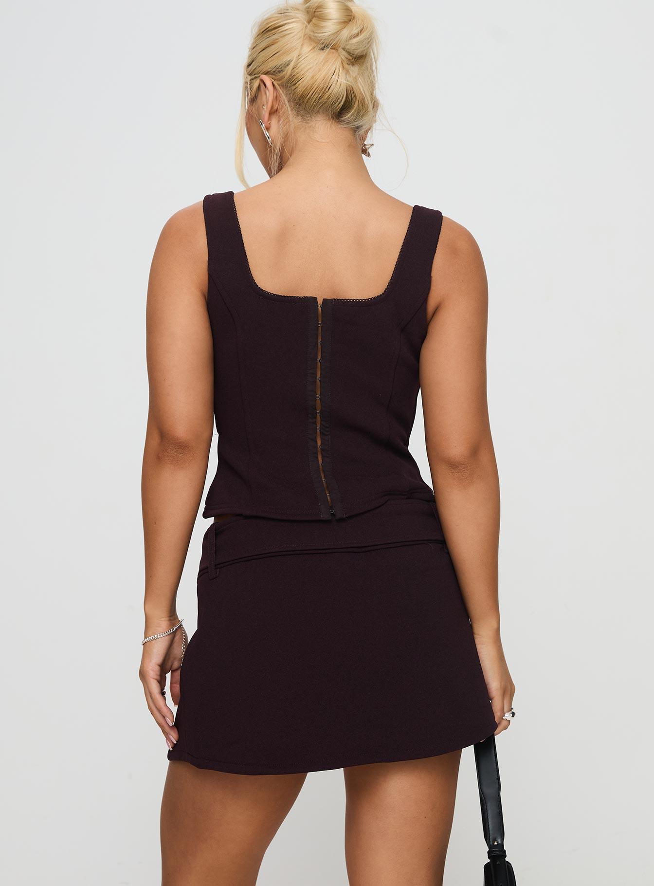 Genessa Belted Micro Mini Skirt Wine Product Image