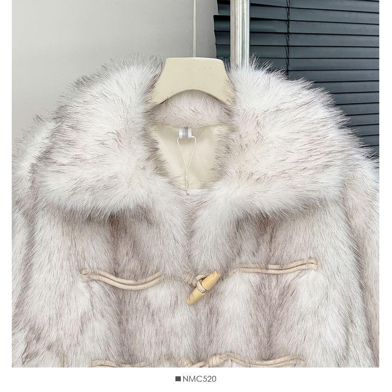 Collared Faux-Fur Toggle Coat Product Image