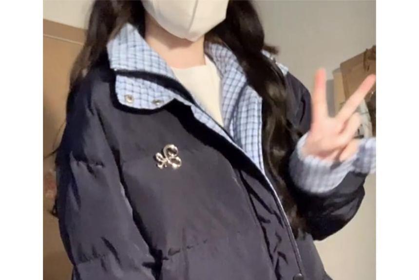 Plaid Lining Zip-Up Puffer Jacket Product Image