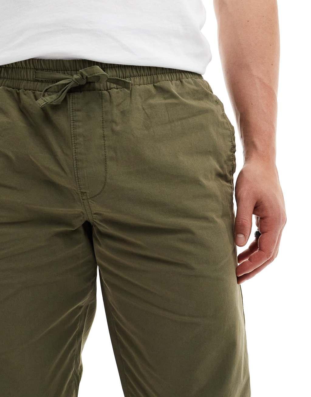 ASOS DESIGN pull on pants in washed khaki Product Image