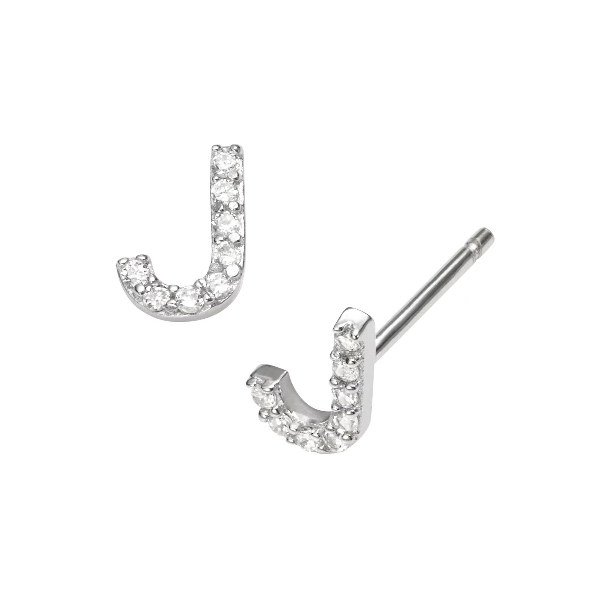 Sophie Miller Sterling Silver Cubic Zirconia Initial Stud Earrings, Womens Product Image
