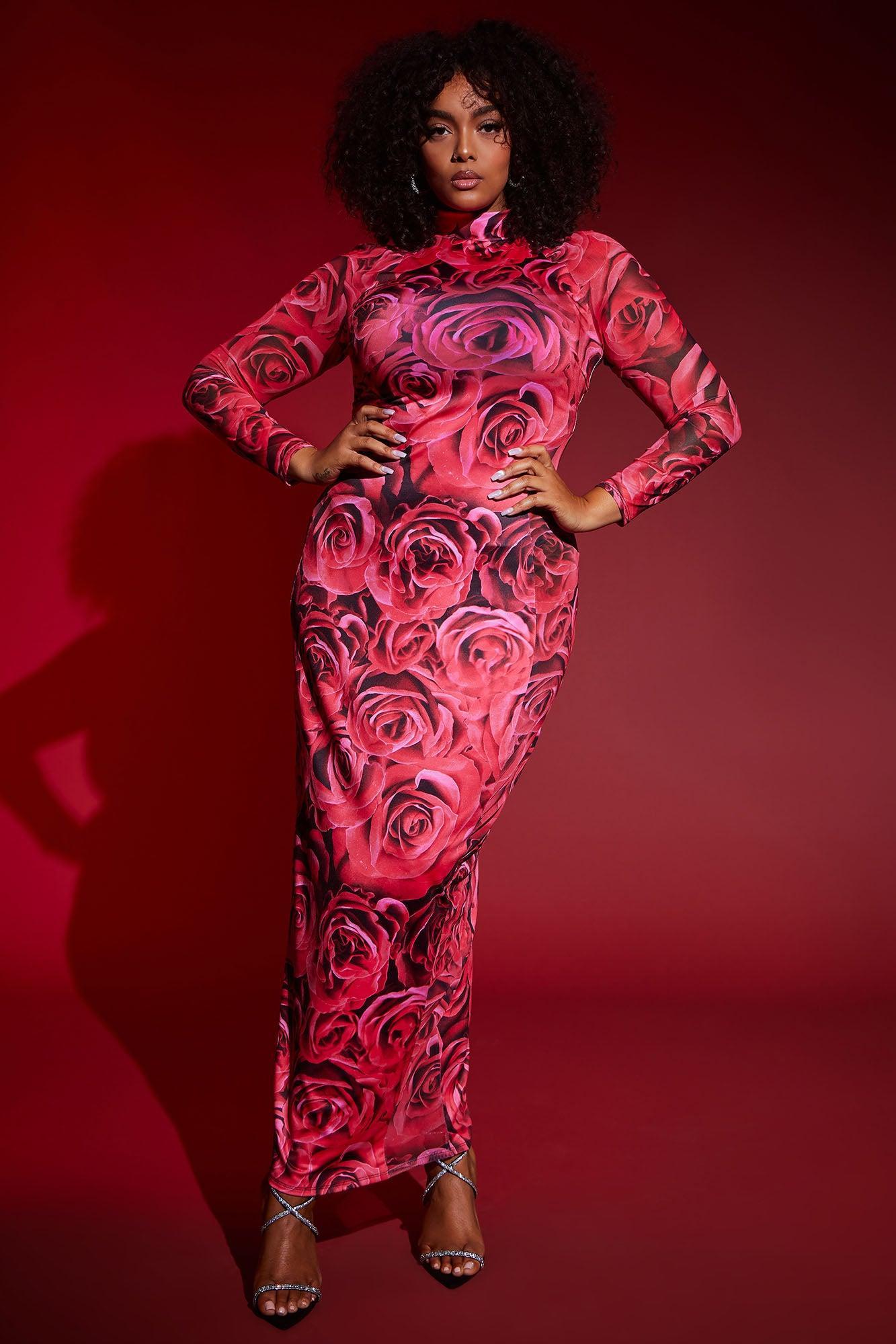 Smell The Roses Maxi Dress - Red/combo Product Image