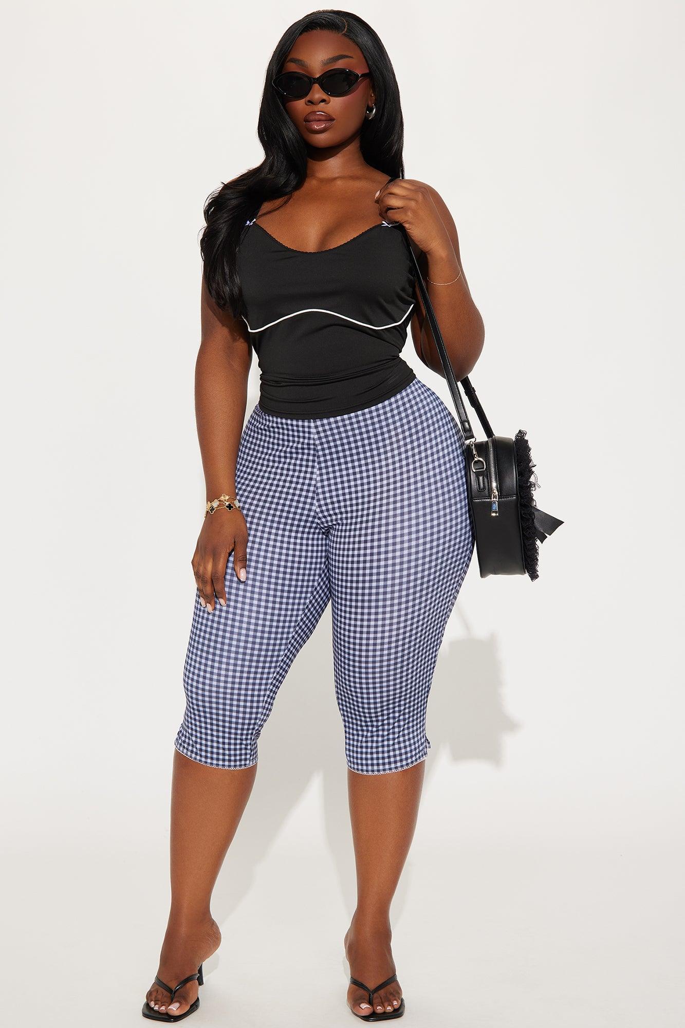 Cara Gingham Capri Legging - Black/combo Product Image