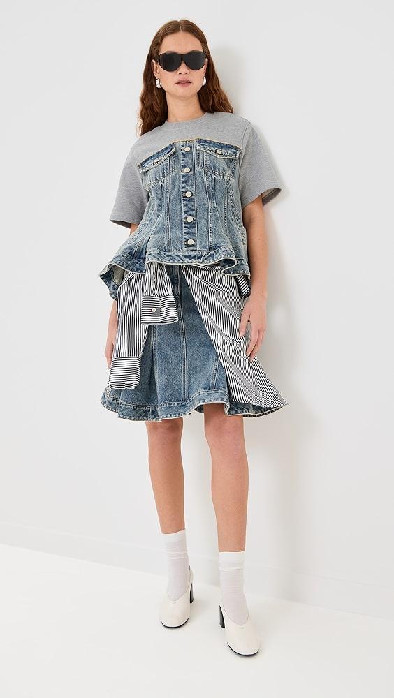 3.1 Phillip Lim Flounce Hybrid Denim Top with French Terry Combo | Shopbop Product Image