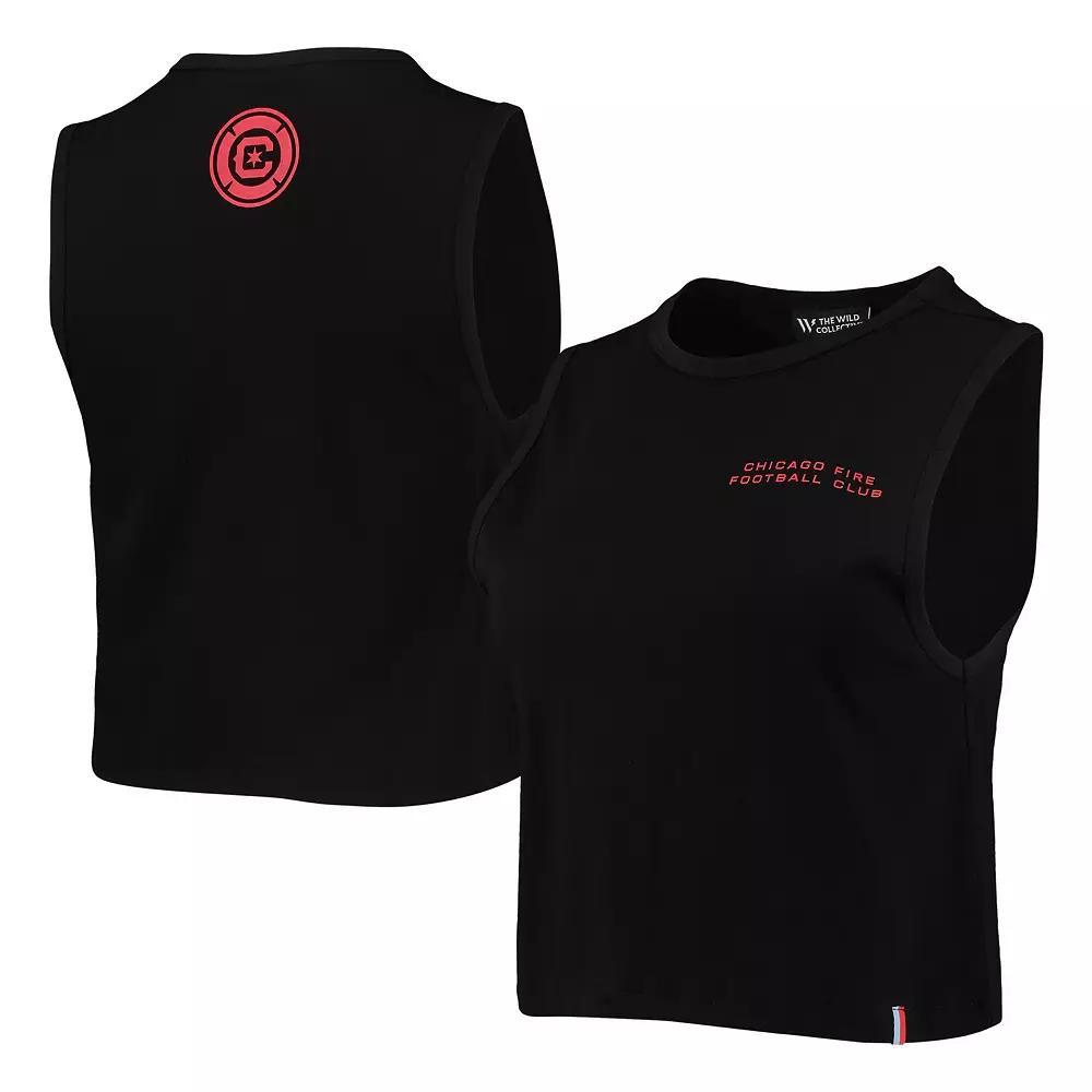 Women's The Wild Collective Black Chicago Fire Crop Muscle Tri-Blend Tank Top, Size: Medium, Cfs Black Product Image