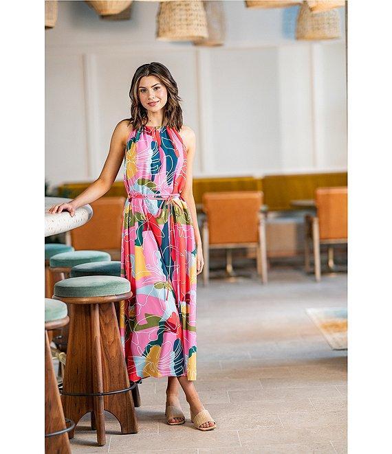 CROSBY by Mollie Burch Julie Floral Whimsy Print Split Neck Sleeveless Maxi Dress Product Image