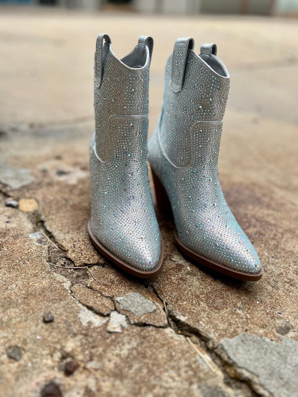 Tres' Rivers Silver Rhinestone Booties* Product Image