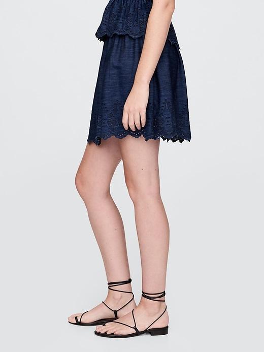 Eyelet Denim Mini Skirt Product Image