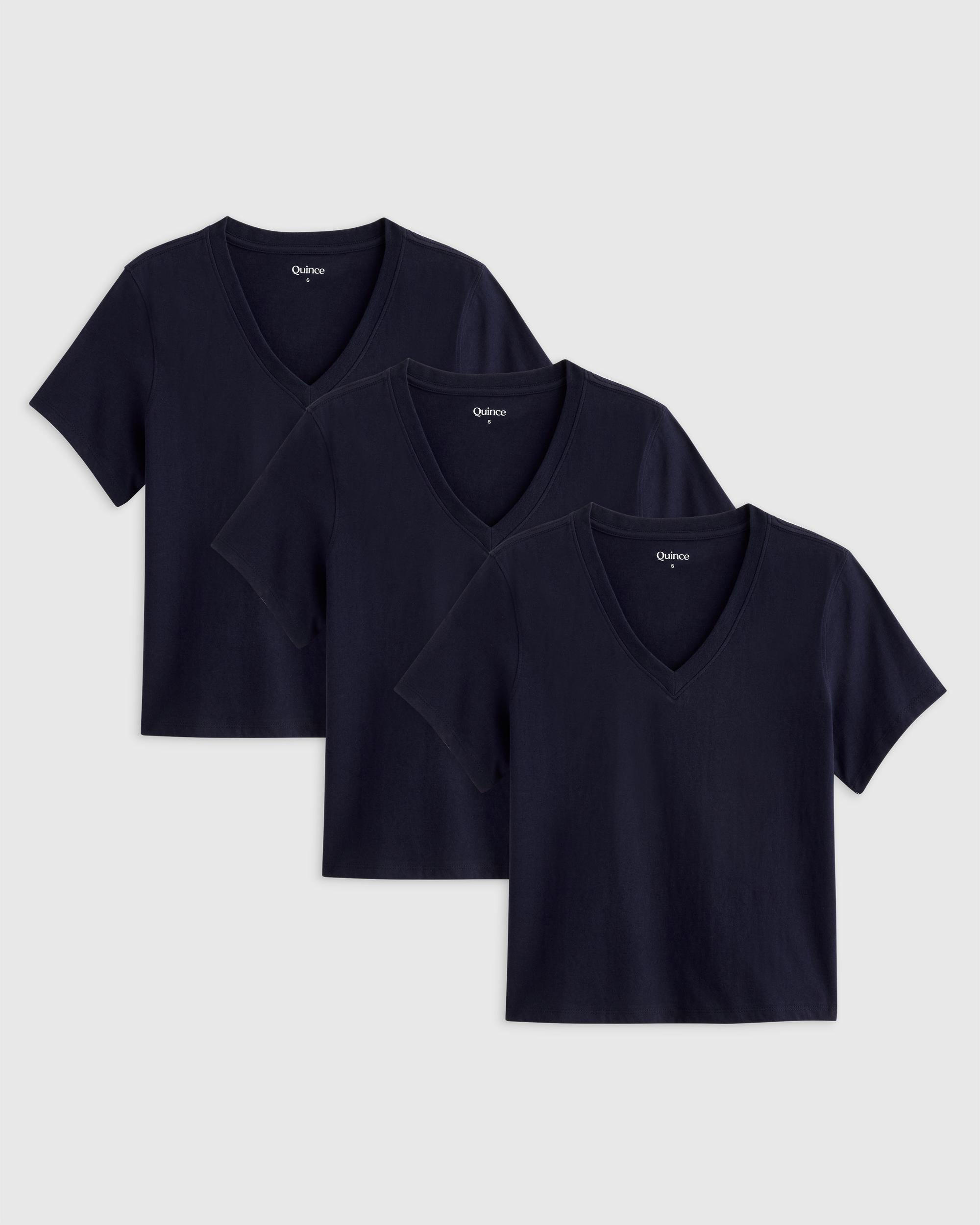 Quince | Women's Boxy V-Neck T-Shirt Organic Cotton Product Image