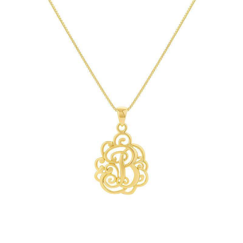 PRIMROSE Sterling Silver Monogram Initial Pendant Necklace, Women's, Size: 18", Gold Tone T Product Image
