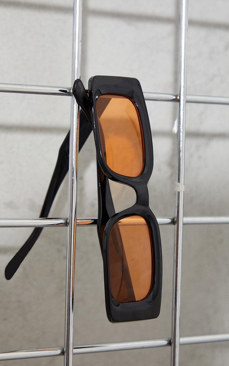 Black With Orange Lens Square Frame Sunglasses Product Image
