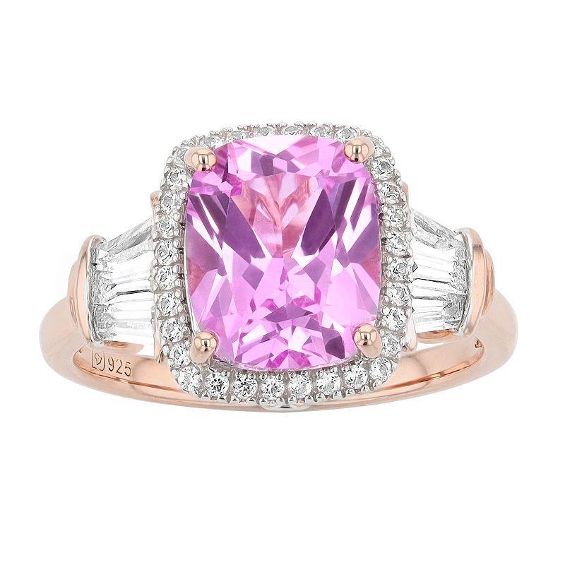 14k Rose Gold Over Silver Lab-Created Pink & White Sapphire Ring, Women's, Size: 6, 14k Pink Plated Product Image