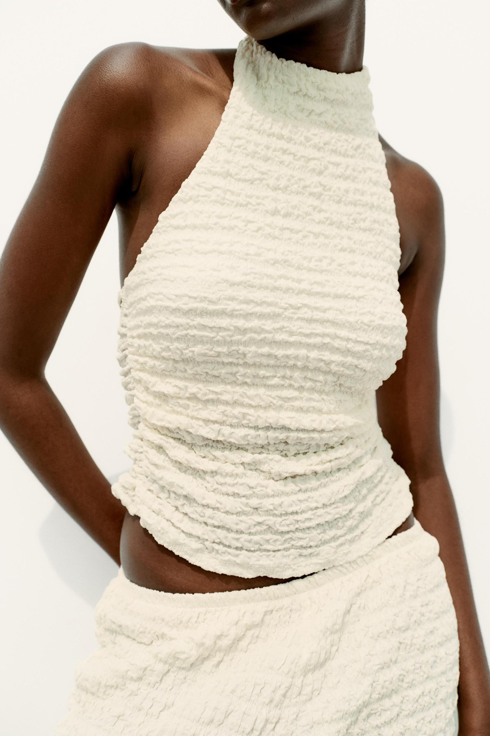 TEXTURED HALTER TOP Product Image