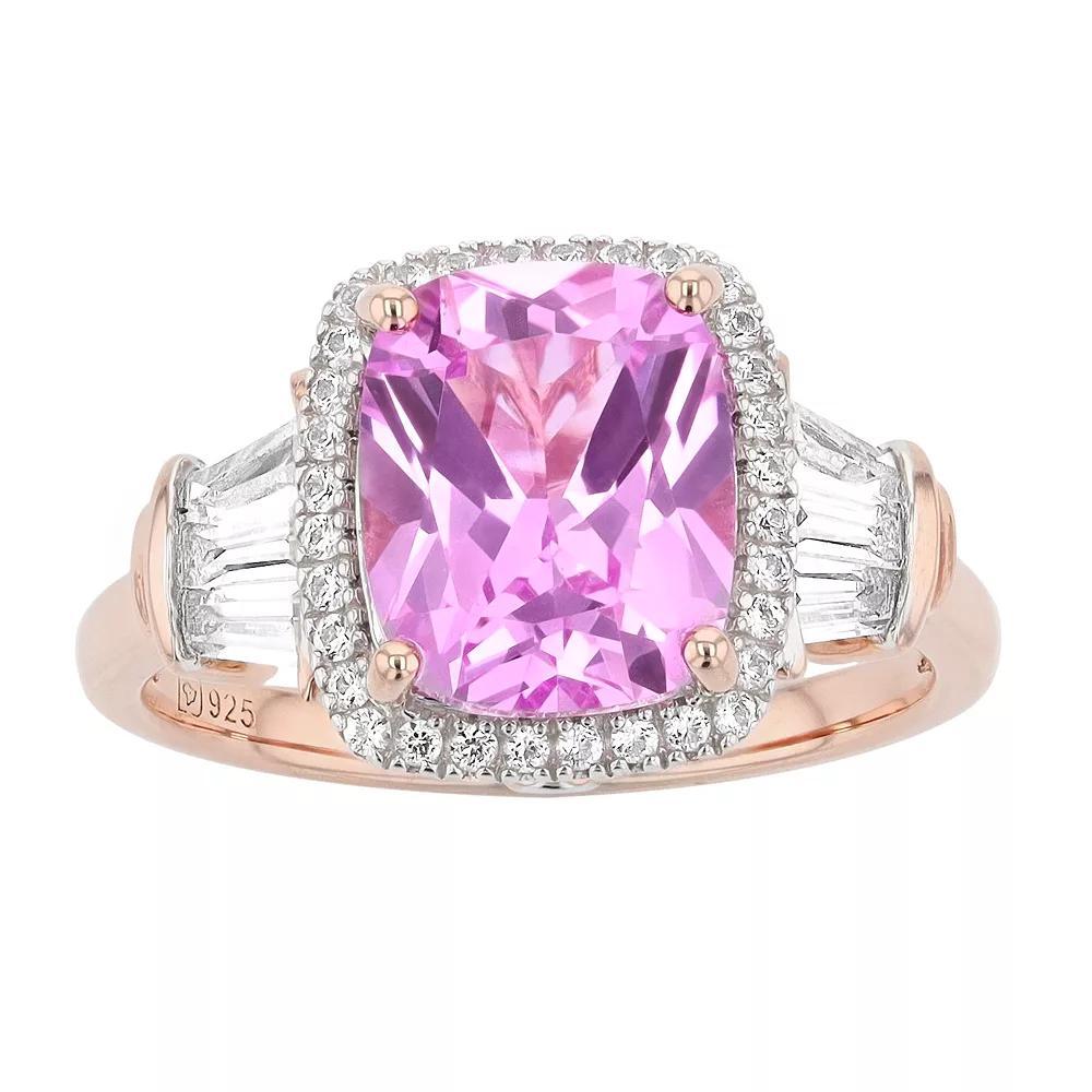 14k Rose Gold Over Silver Lab-Created Pink & White Sapphire Ring, Women's, Size: 6, 14k Pink Plated Product Image
