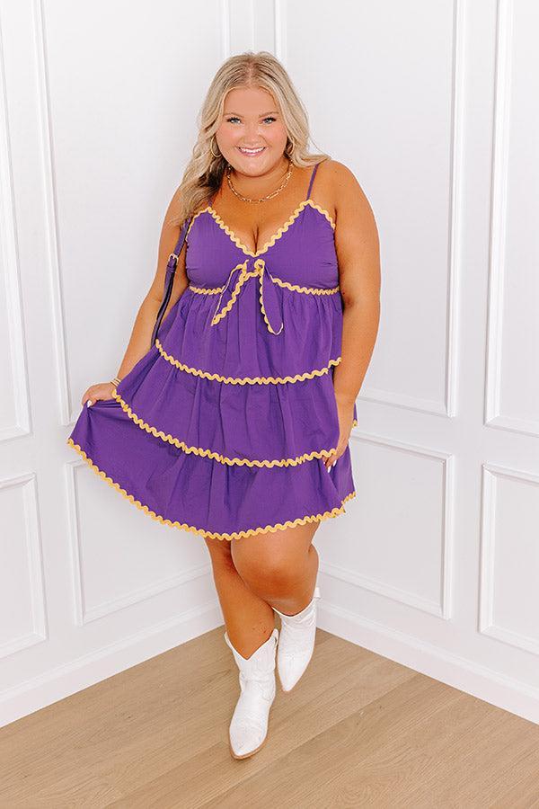 Spirit Squad Tiered Mini Dress in Purple Curves Product Image