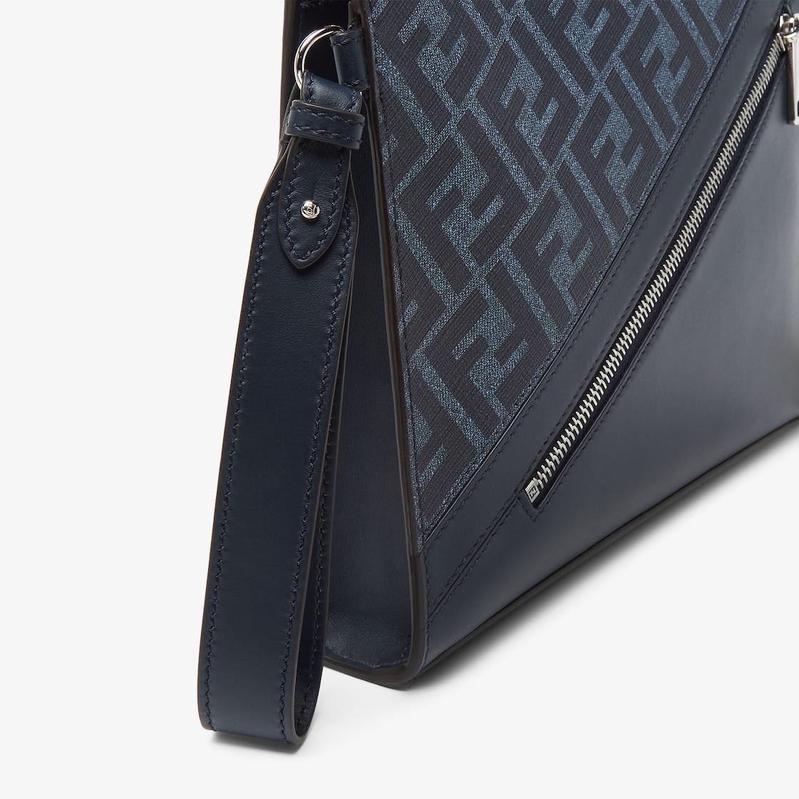 Fendi Diagonal Flat PouchBlue FF canvas pouch Product Image
