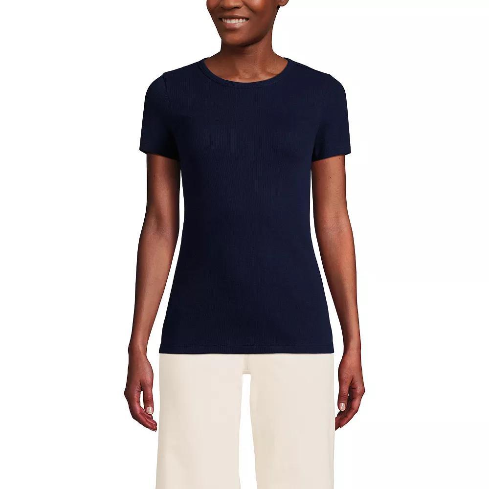 Women's Lands' End Women's Micro Rib Tee, Size: Small, Deep  Blue Product Image