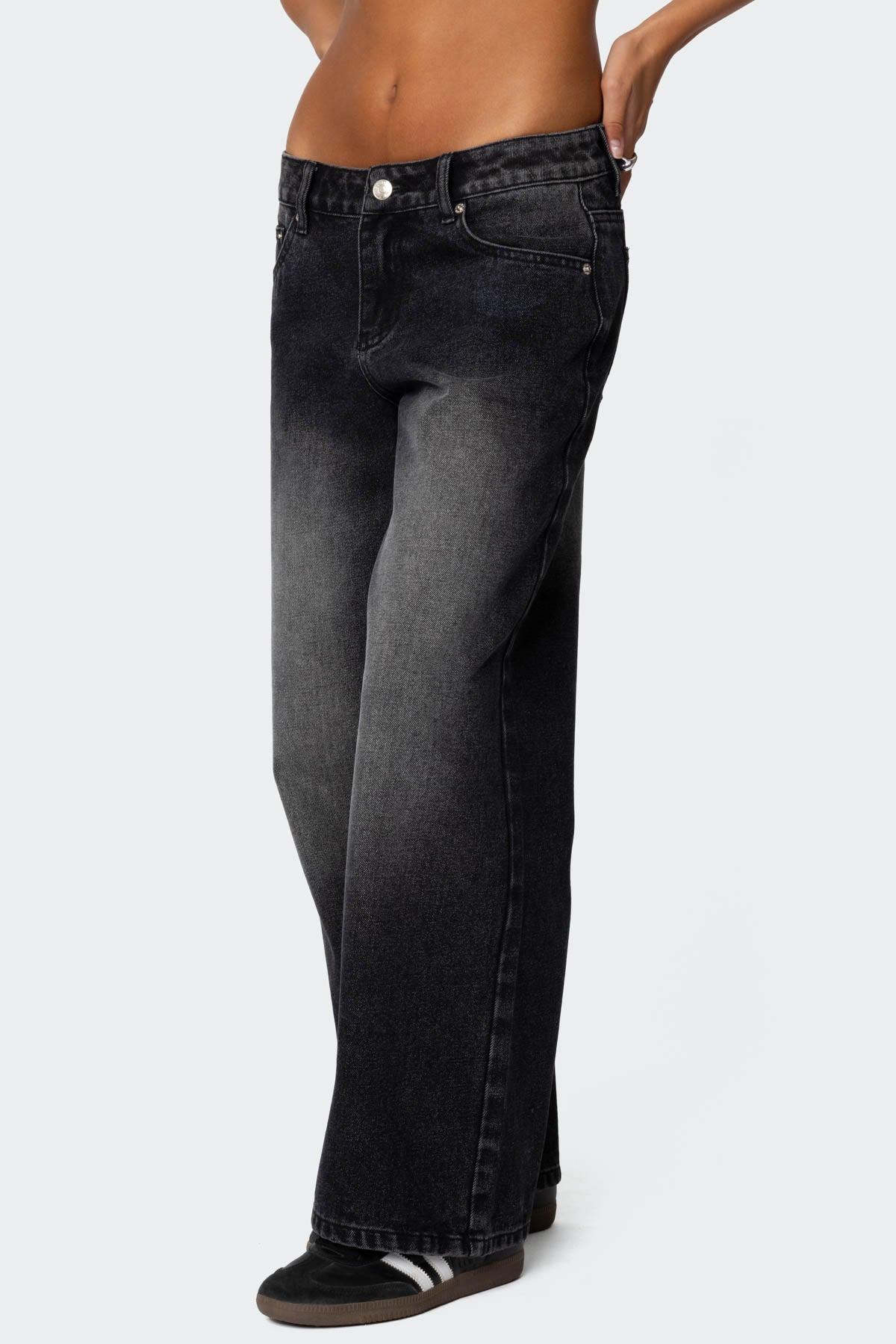 Petite Magda Low Rise Acid Wash Jeans Product Image