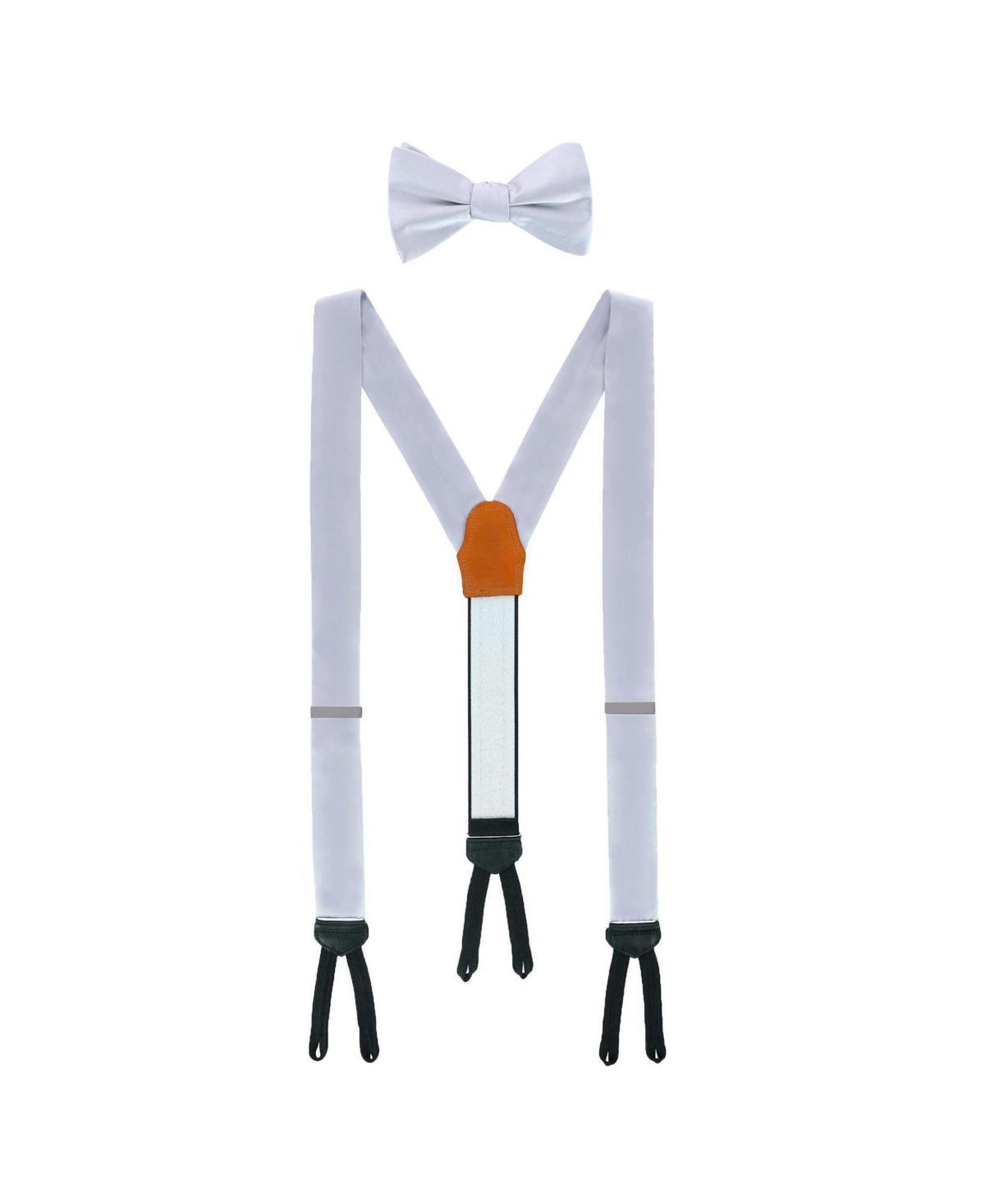 Trafalgar Mens Sutton Solid Color Silk Brace and Bow Tie Combo Product Image