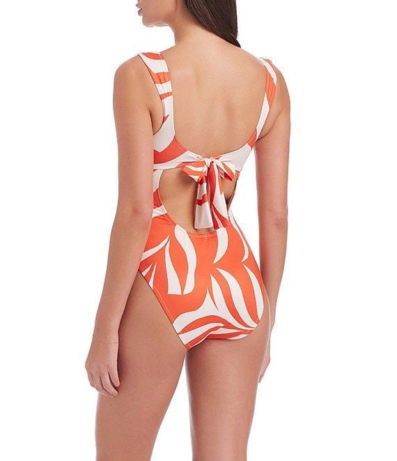 Sanctuary Sol Searcher Abstract Sun Print Scoop Neck Low Cut Tie Back Tank One-Piece Swimsuit Product Image