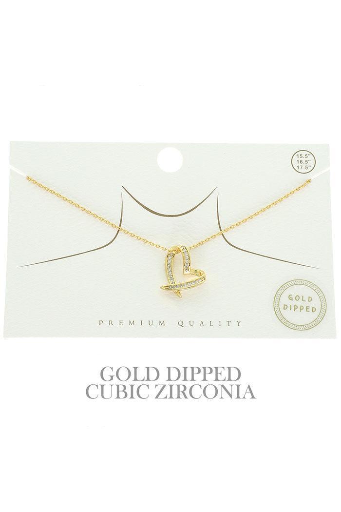 Gold Plated Cz Heart Pendant Necklace Product Image