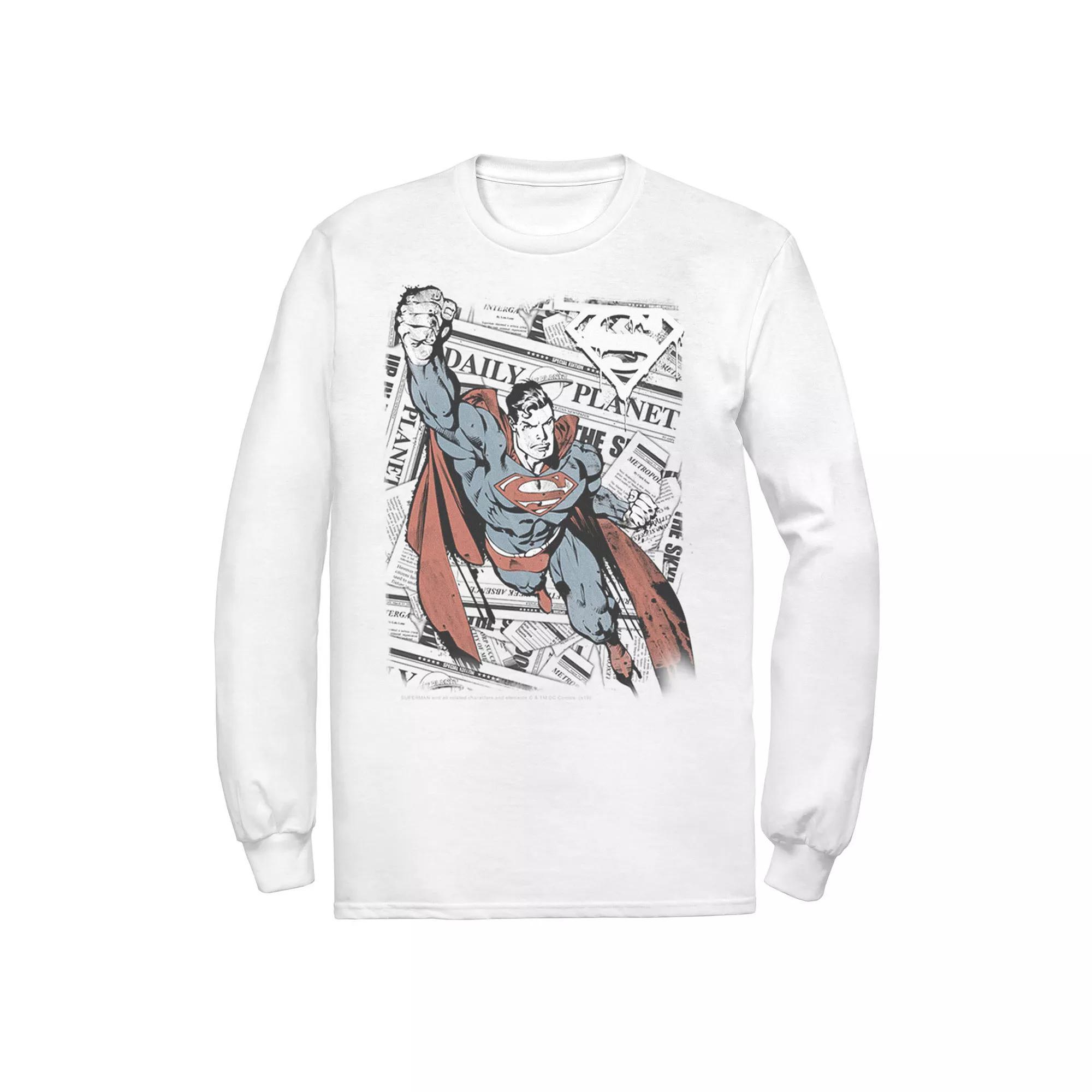 Men's DC Comics Superman Daily Planet Background Poster Tee, Size: XXL, White Product Image