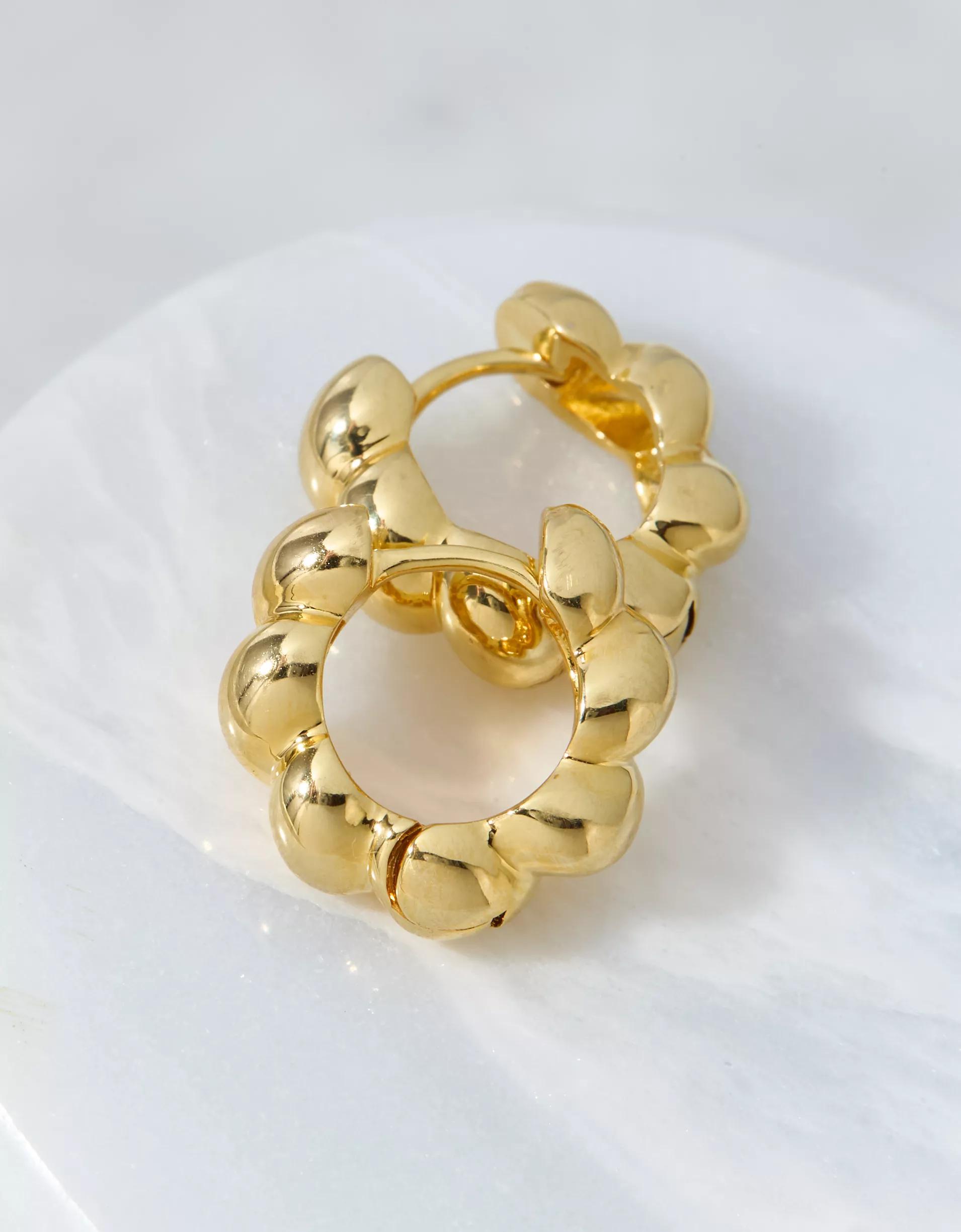 AEO Keepers Collection 14K Gold-Plated Twisted Hoop Earrings Product Image