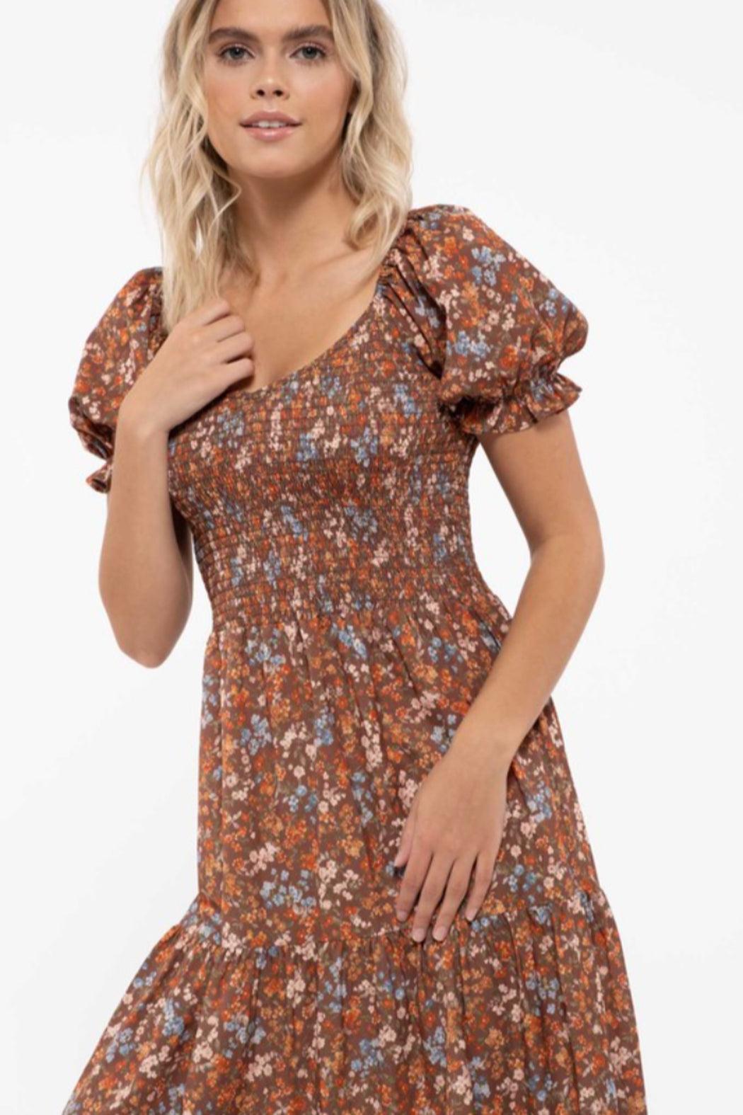 Floral Smocked Midi Dress Product Image