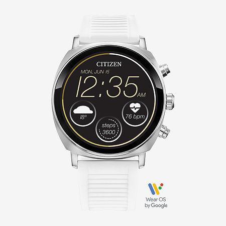 Citizen CZ Smart Touchscreen Unisex Stainless Steel Smart Watch with White Silicone Strap - MX100-28X, Gold Silver Product Image