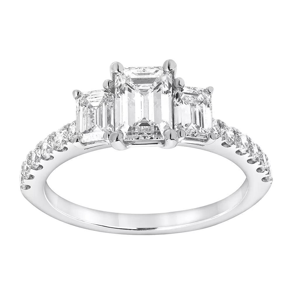 Diamond Brilliance 14k White Gold 2 Carat T.W. Lab-Grown Diamond Triple Emerald Cut Enagement Ring, Women's, Size: 8, 14k Gold Product Image