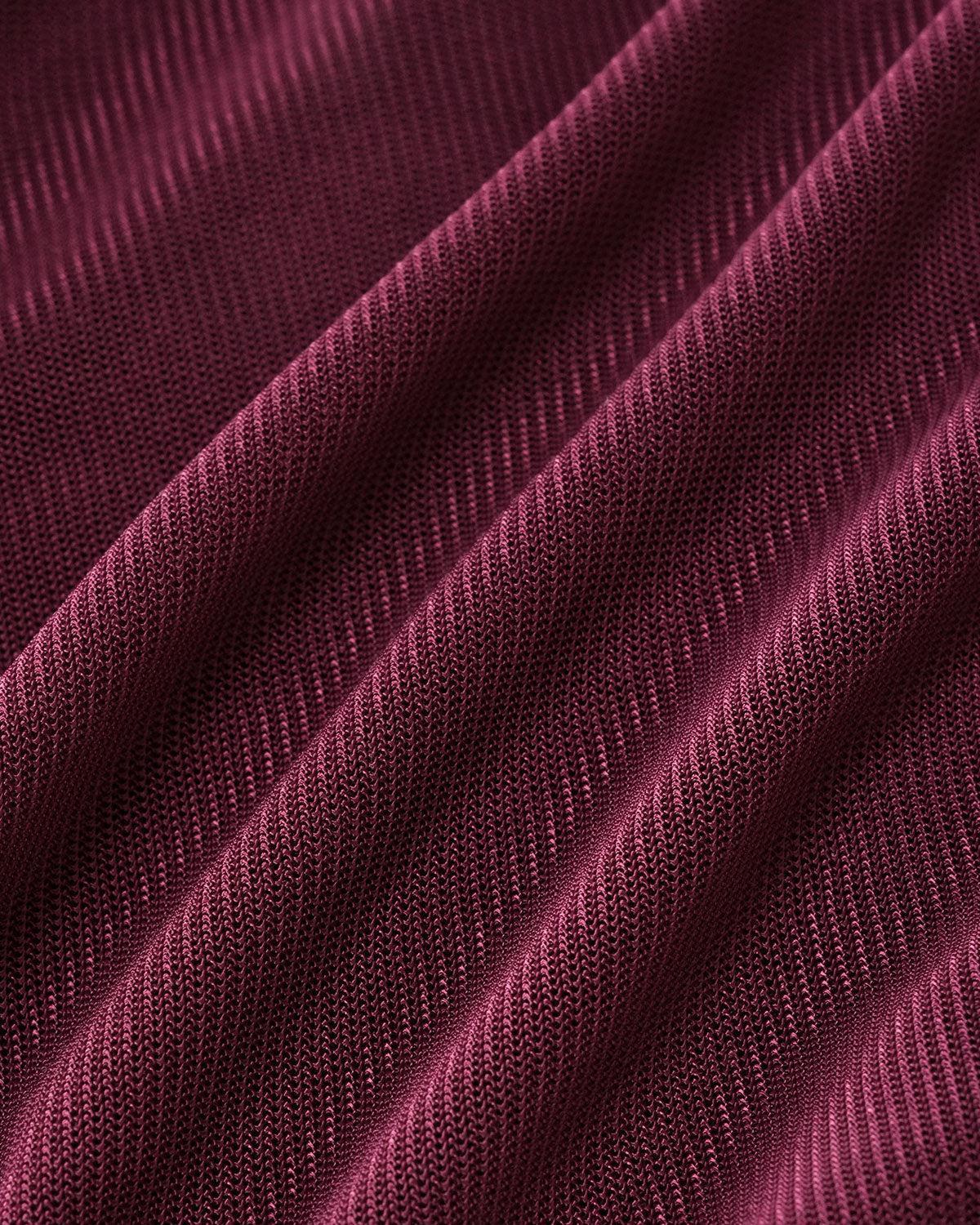 Wine Red V Neck Slim Mesh Tee Product Image