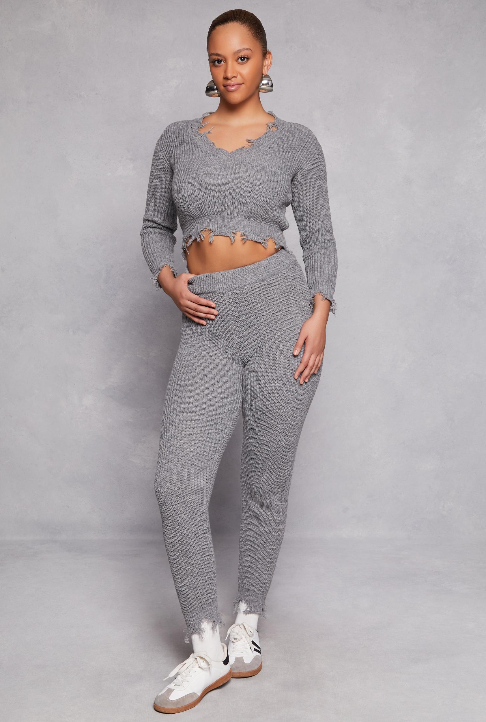 Womens Distressed Hem Joggers Product Image