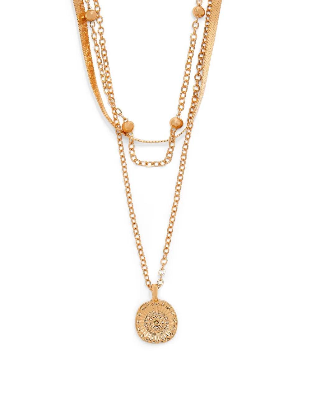 layered sun-pendant necklace Product Image