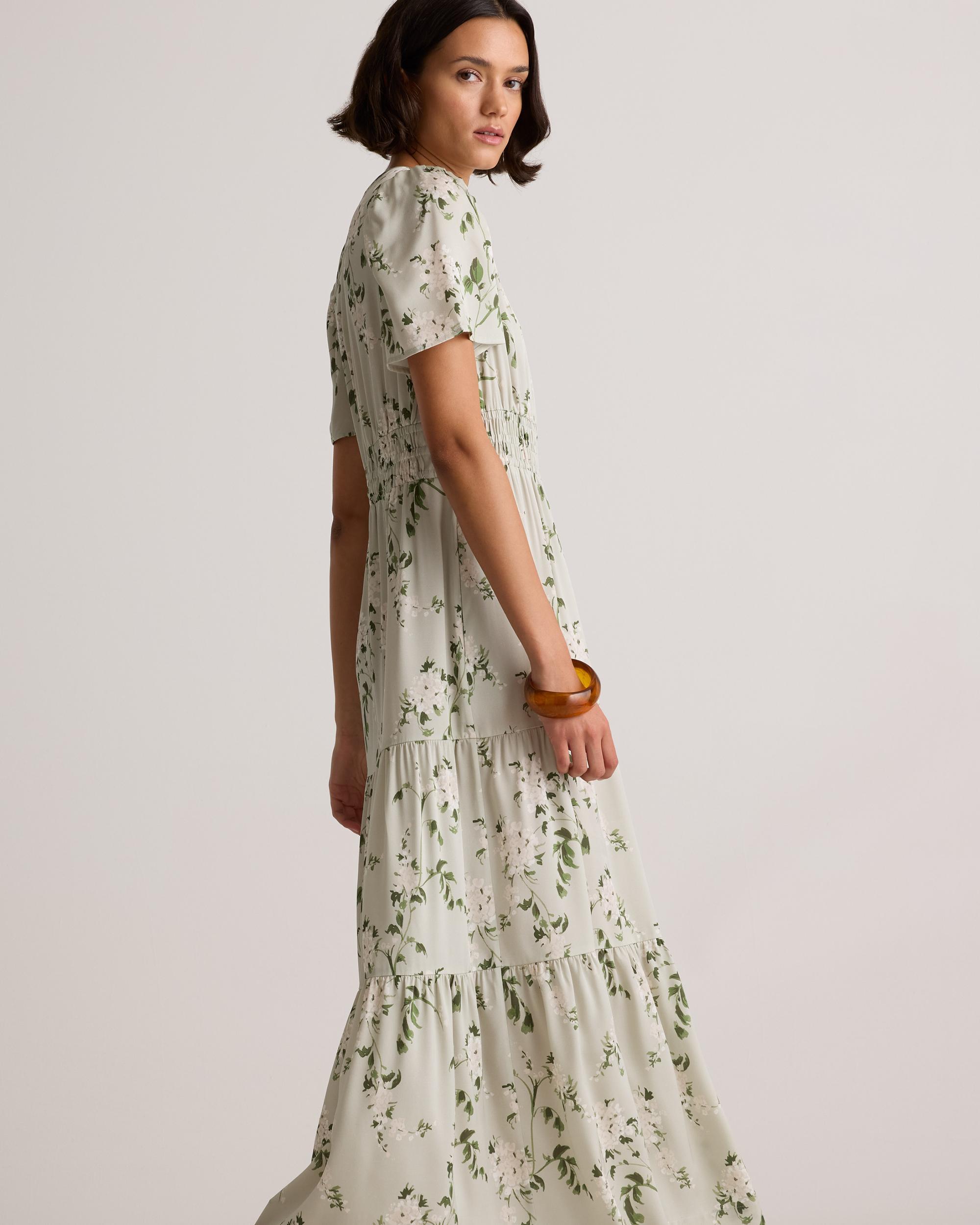Quince | Women's Washable Stretch Silk Tiered Maxi Dress Size XS Product Image