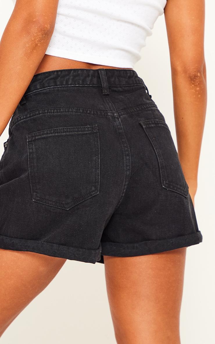 Washed Black Denim Mom Shorts Product Image