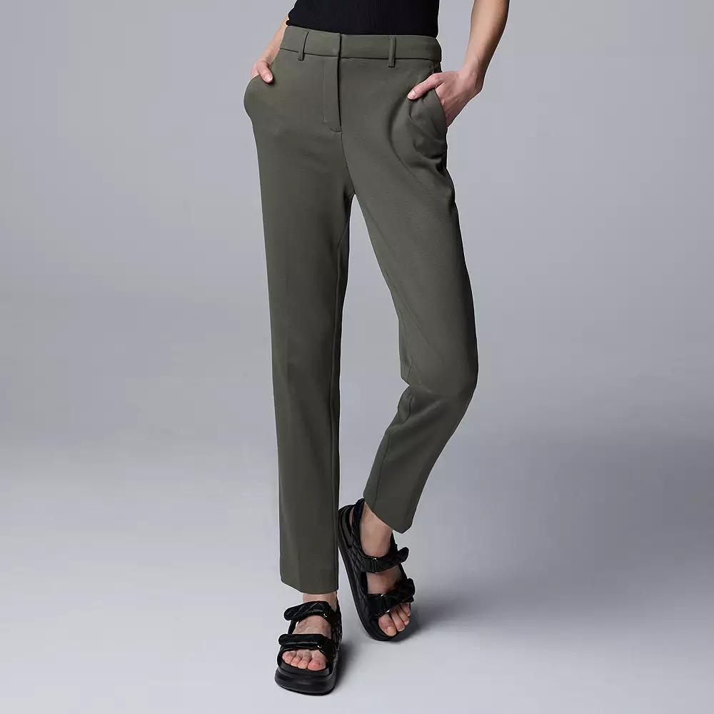 Women's Simply Vera Vera Wang Stretch Knit High Rise Ankle Trouser Pants, Size: 4, Army Bottle Product Image
