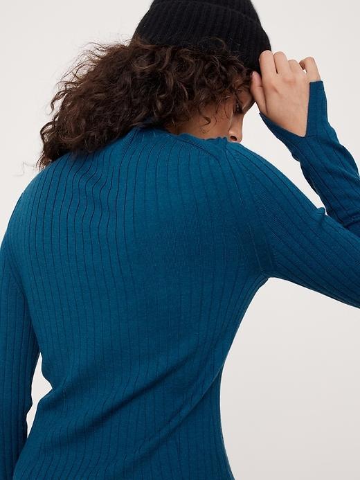 Ribbed Merino Mock-Neck Sweater Product Image