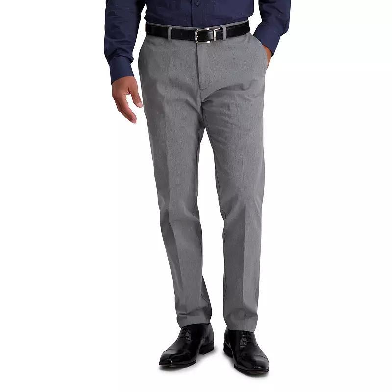 Mens Haggar Iron Free Premium Khaki Slim-Straight Fit Flat Front Perfect Fit Waistband Casual Pant Grey Gray Product Image