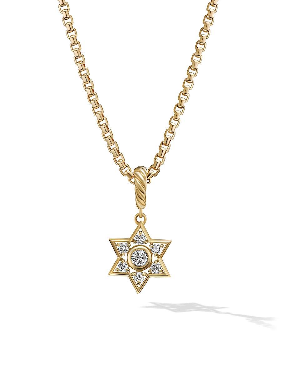 Womens Star of David Amulet in 18K Yellow Gold with Center Diamond, 13.2mm Product Image